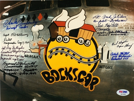 Bockscar C-15 8x10 Print Signed With 9 Crew Member Signatures (PSA/DNA)